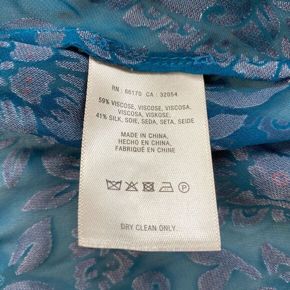 Floreat Anthropologie Top Small Valo Boho Paisley Burnout Bell Sleeve Silk Bld - Picture 12 of 13